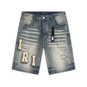 AMIRI Blue Distressed Denim Shorts